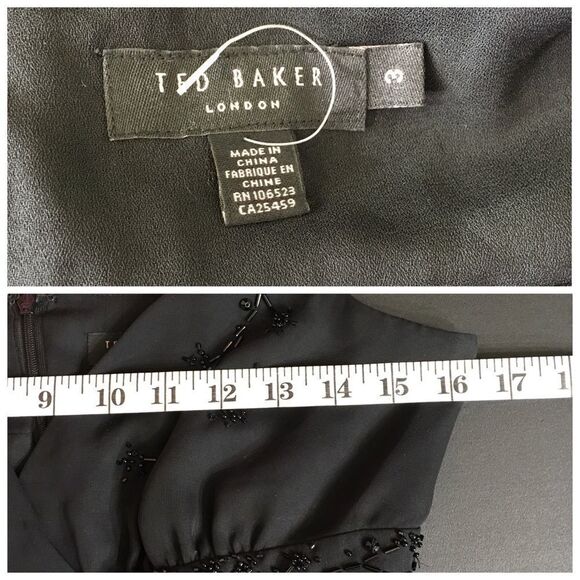 NWOT TED BAKER BEADED PLEATED CHIFFON BLACK DELICATE BABYDOLL TANK TOP 3 - Picture 5 of 10